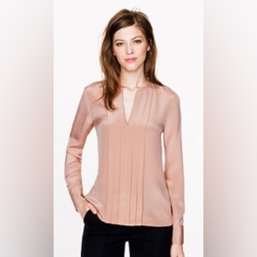 J.Crew Collection Pleated Crepe Silk Blouse